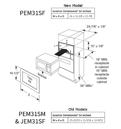 Replacing A Ge 1 1cf Countertop Microwave Oven Pem31sm Or Jem31