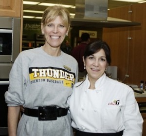 Debbie poses with Executive Chef Mary Beth Madill at our Trenton Thunder Pickup Party on Feb. 4